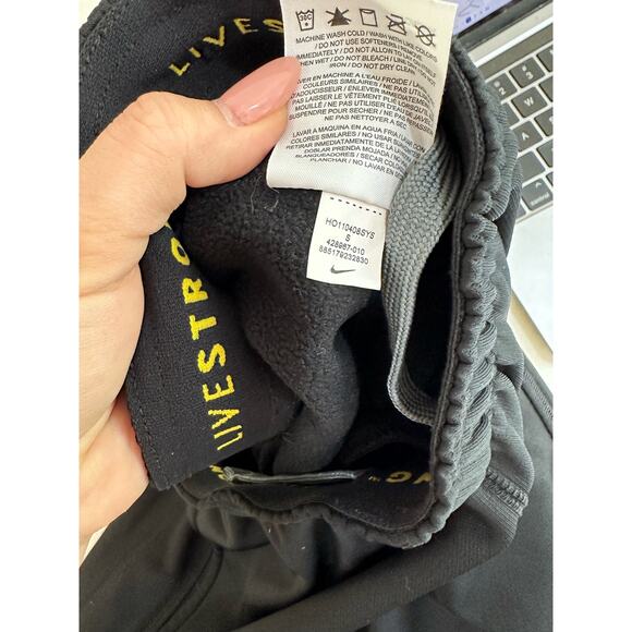 Nike Therma-Fit Pants Mens Small LiveStrong Black Yellow Relaxed Fit Bungee Pock - Picture 8 of 9